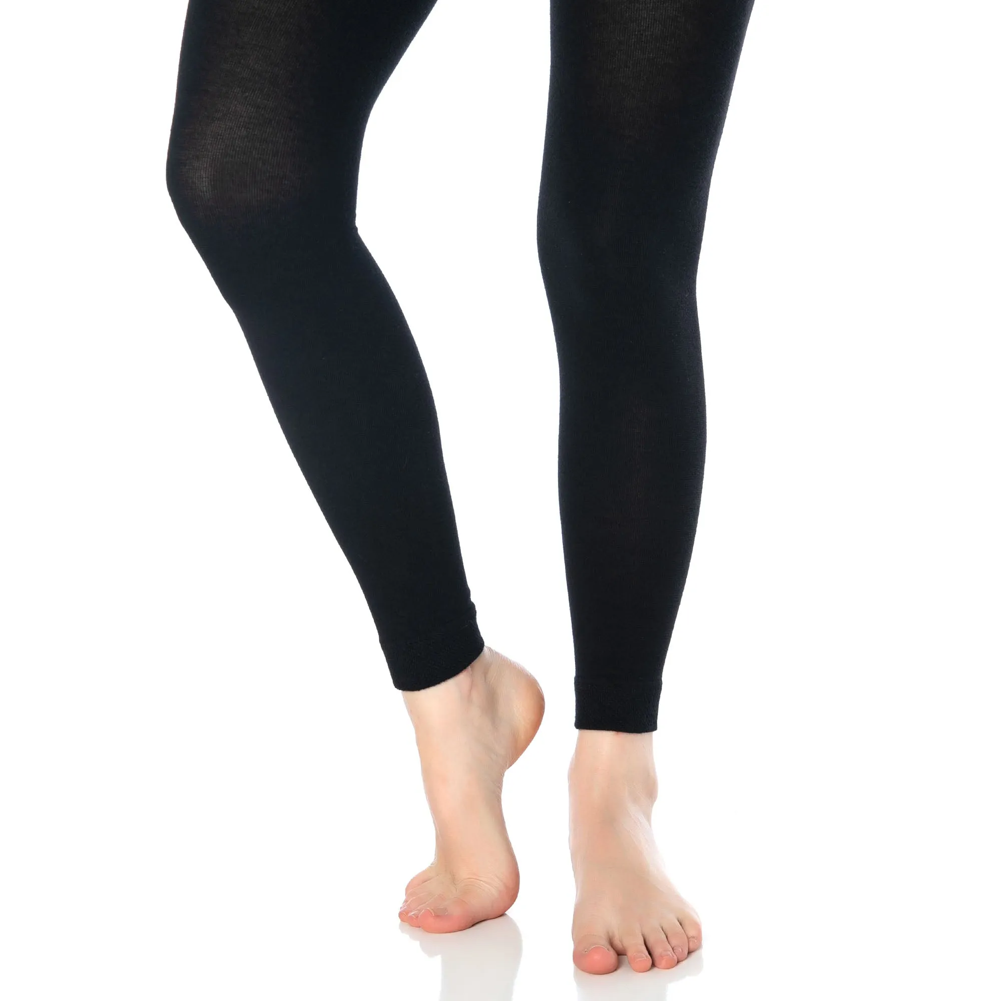 Black Thermal Leggings for Women Microfiber Soft Stretch Full Legging - S-M