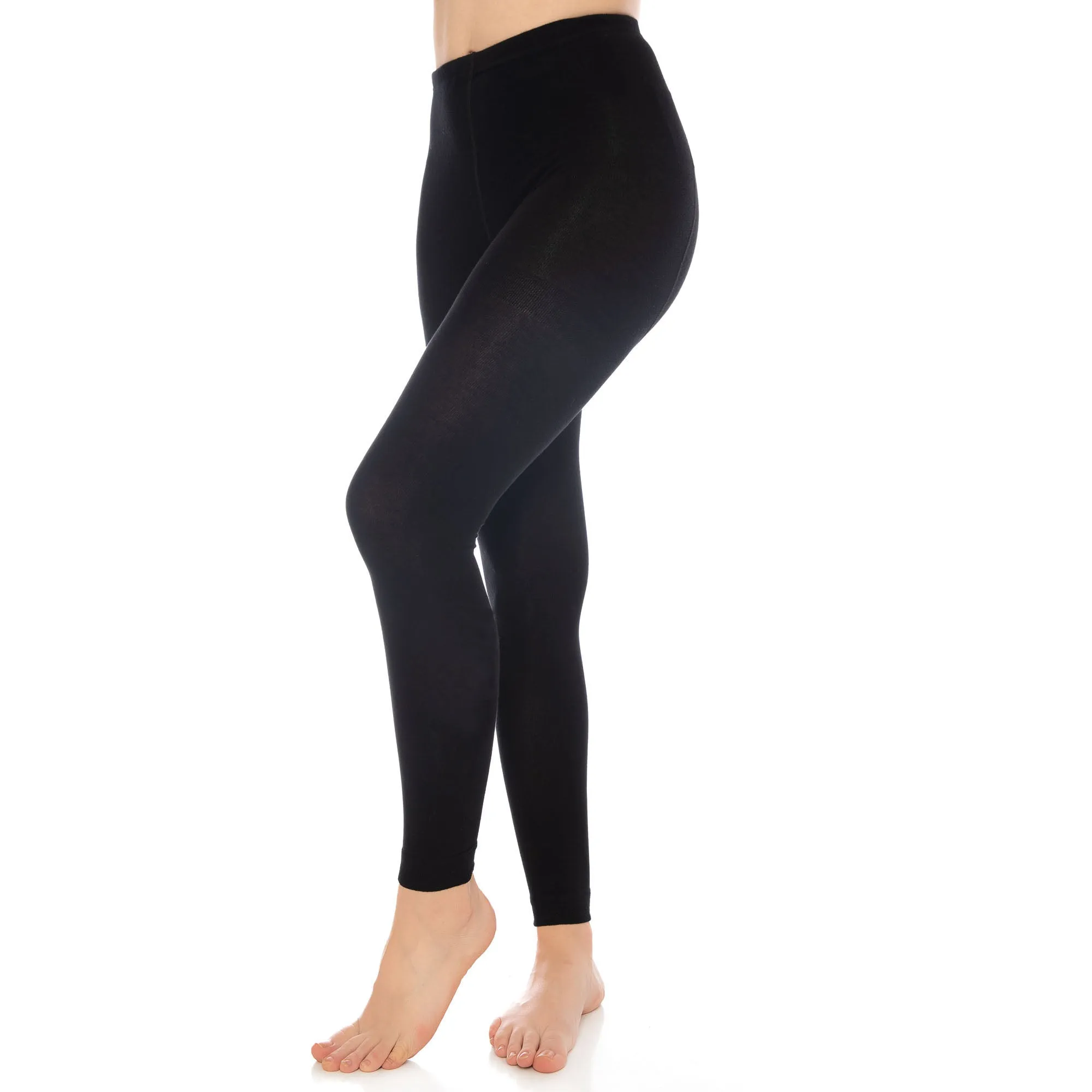 Black Thermal Leggings for Women Microfiber Soft Stretch Full Legging - S-M