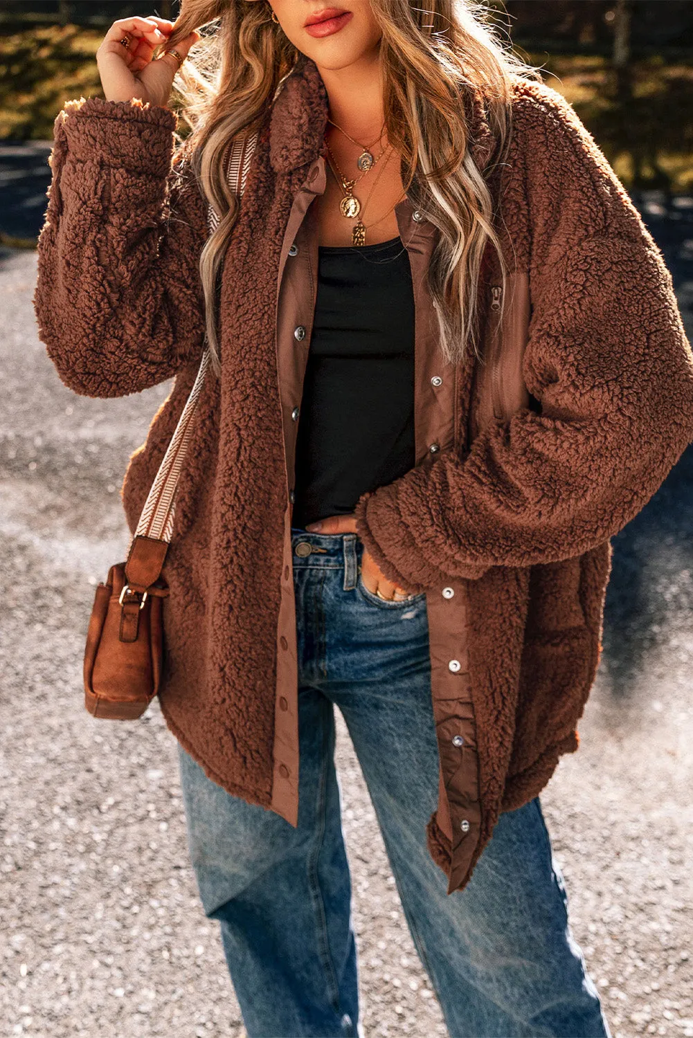 Blue Zone Planet |  Red Clay Faux Shearling Teddy Bear Jacket