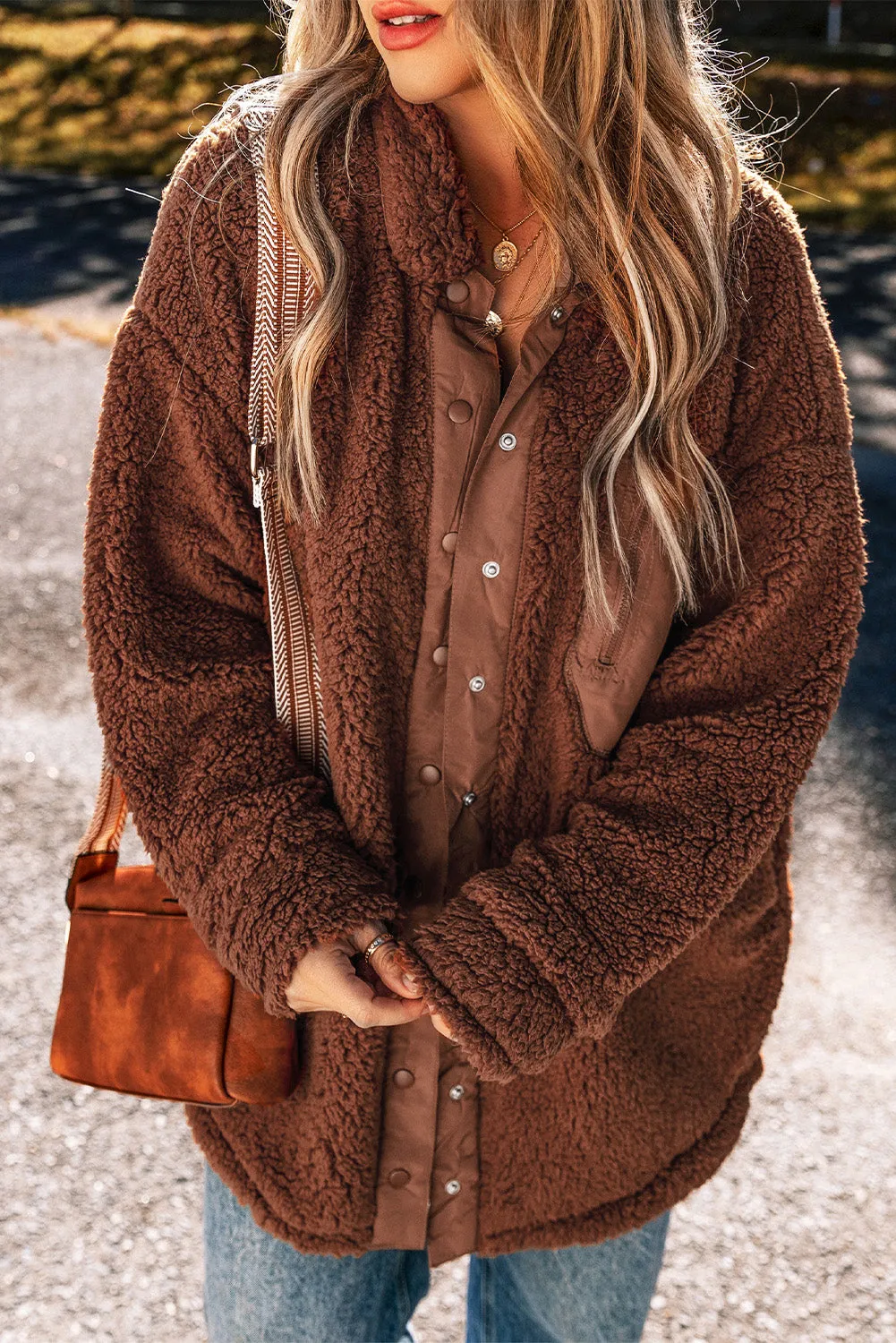 Blue Zone Planet |  Red Clay Faux Shearling Teddy Bear Jacket