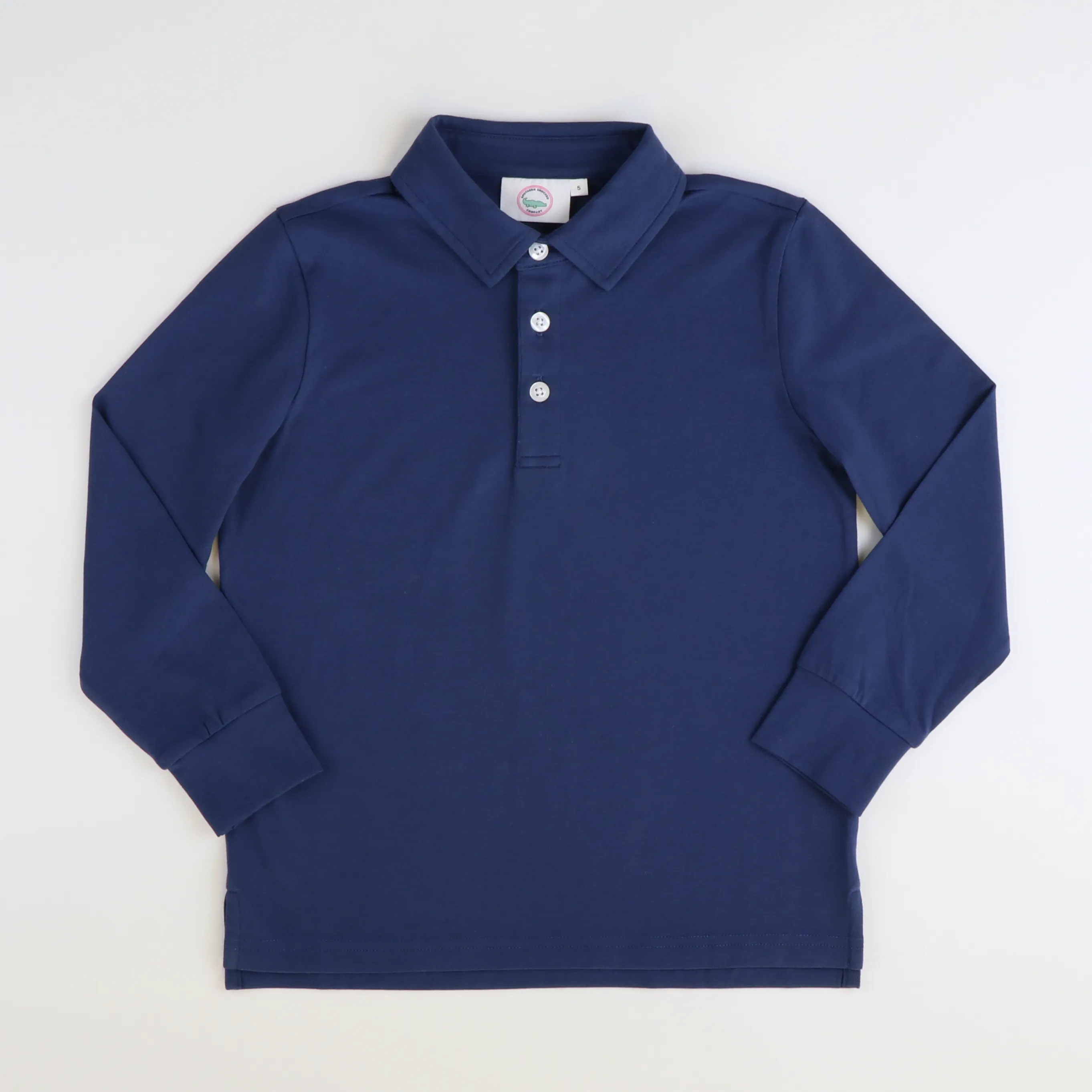 Boys Signature L/S Knit Polo - Navy Solid