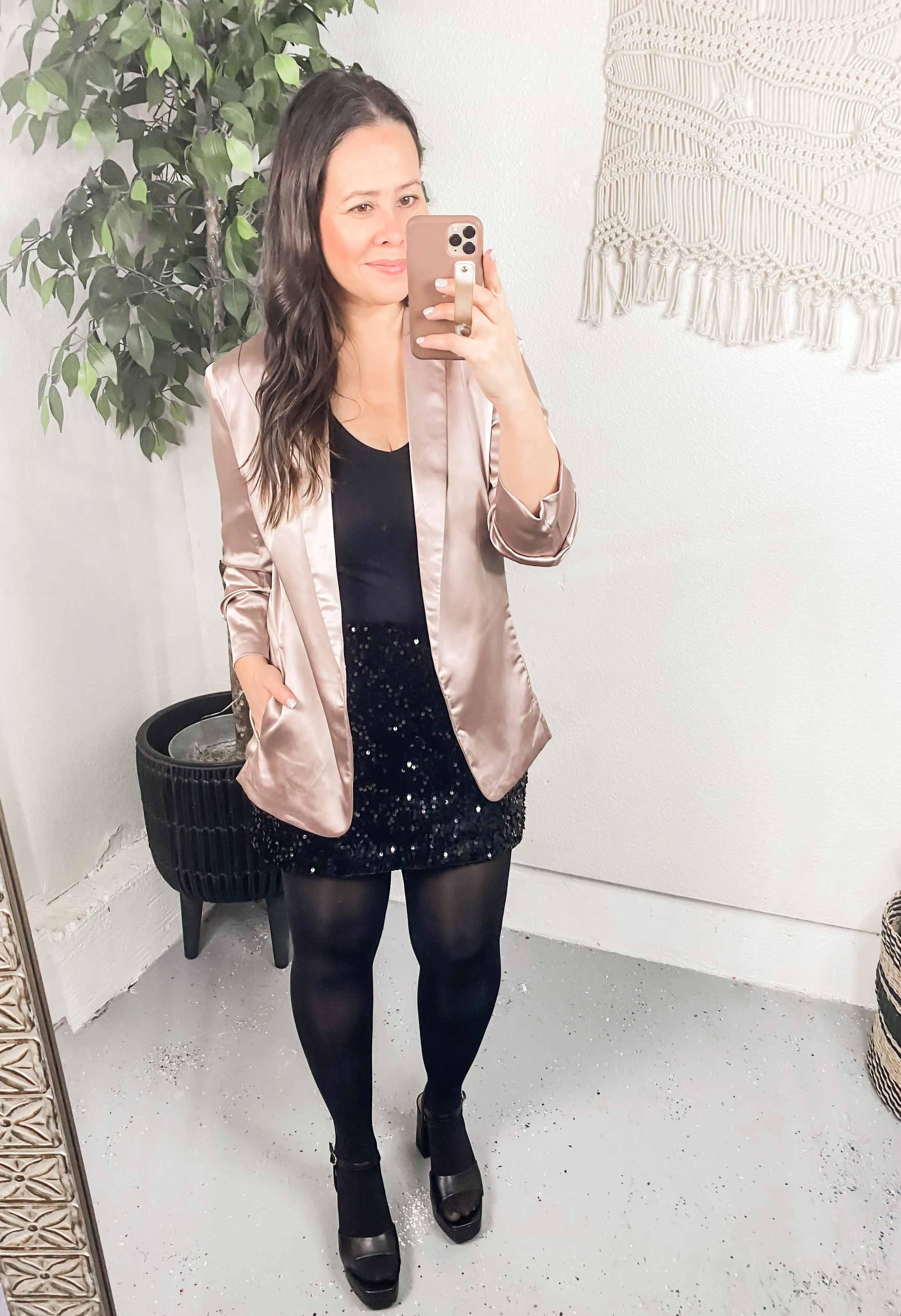 Champagne and Roses Satin Blazer