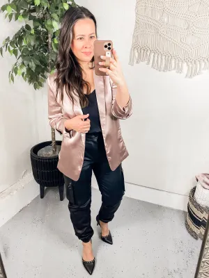 Champagne and Roses Satin Blazer