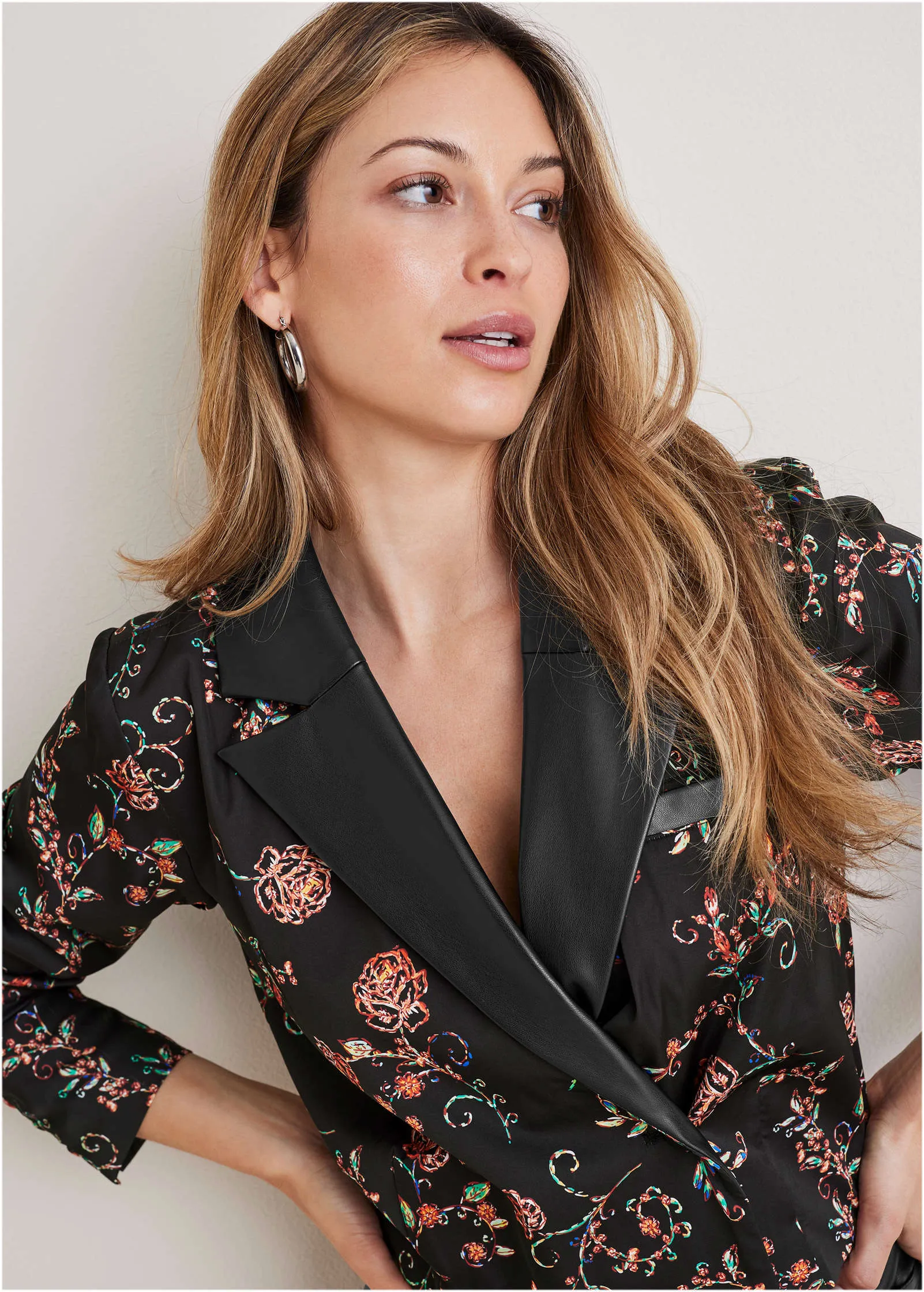 Cropped Tuxedo Blazer - Gothic Roses Velvet