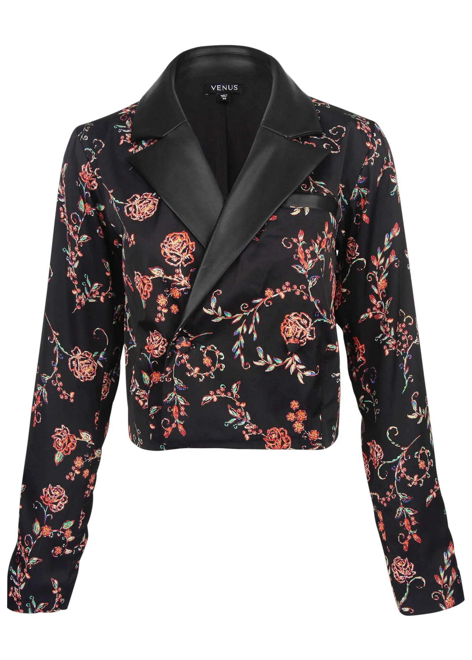 Cropped Tuxedo Blazer - Gothic Roses Velvet