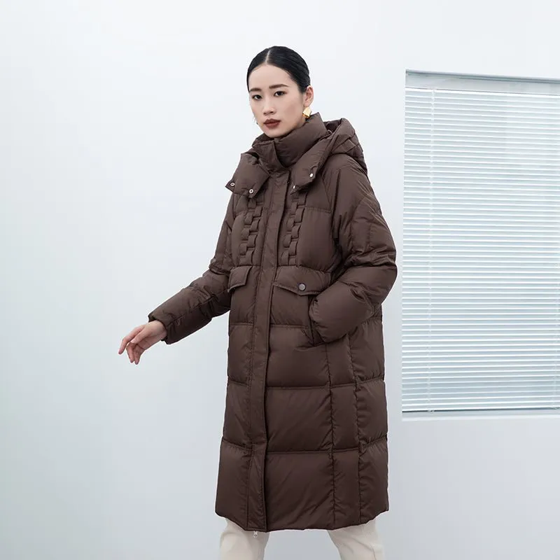 Dark Brown Long Puffer Jacket