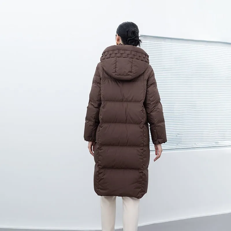 Dark Brown Long Puffer Jacket