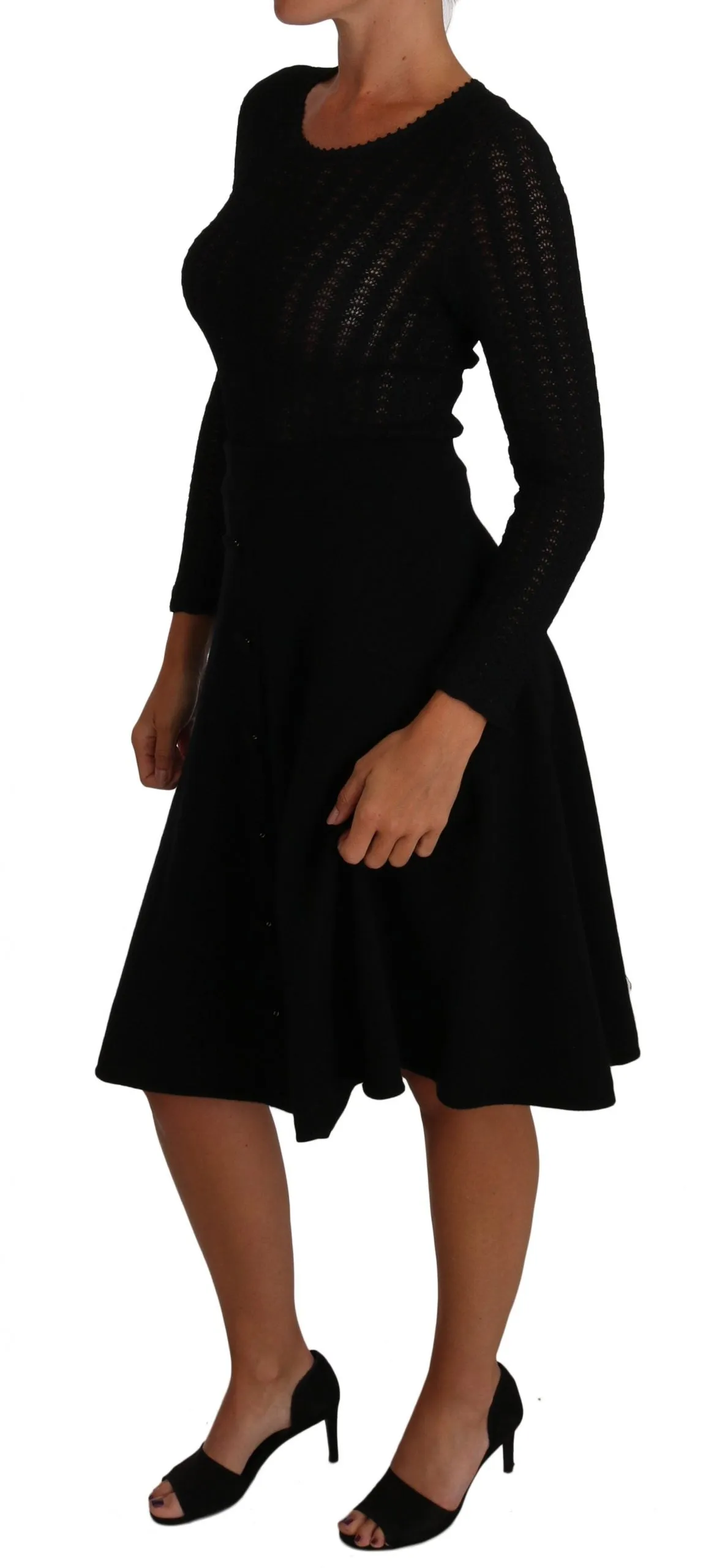 Dolce & Gabbana Elegant Black Knitted Sheath Dress