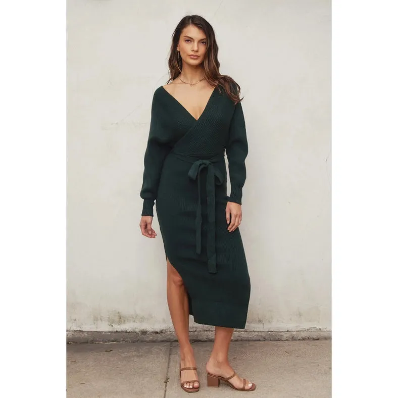 Easy To Love Knitted Midi Dress  DEEP PINE