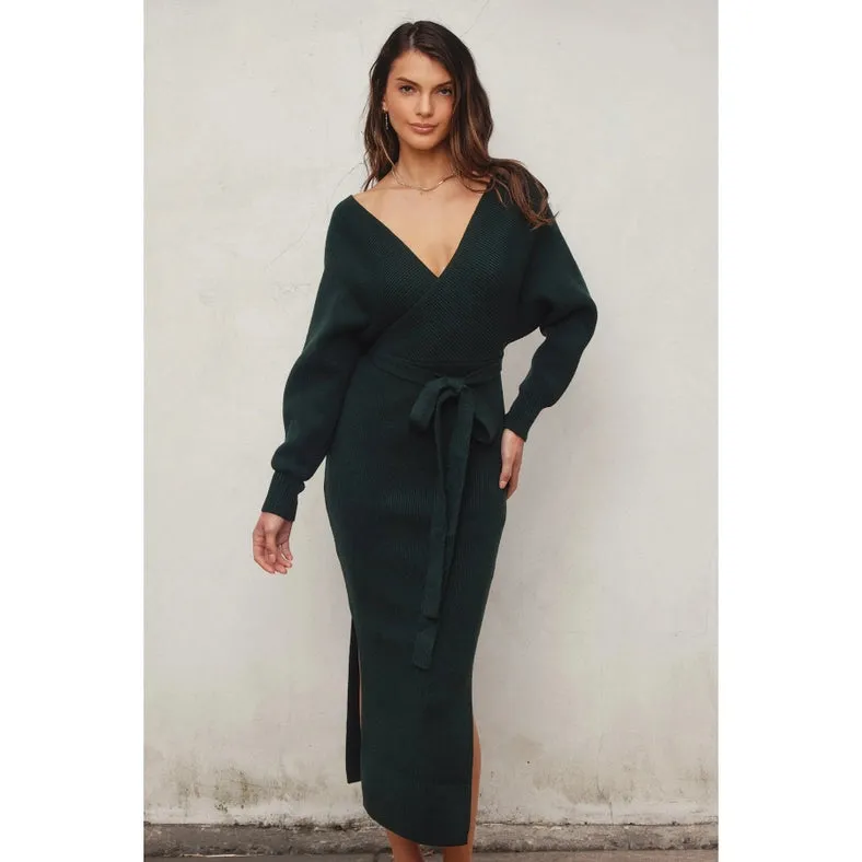 Easy To Love Knitted Midi Dress  DEEP PINE