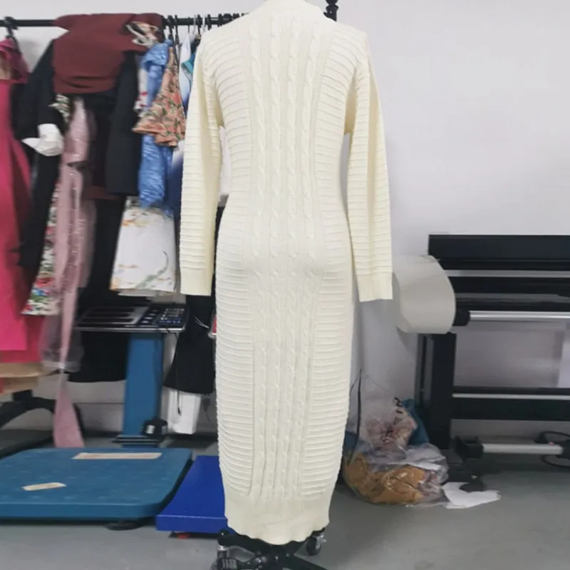 ELEGANT CUTE SEANSONAL KNITTED LONG DRESS