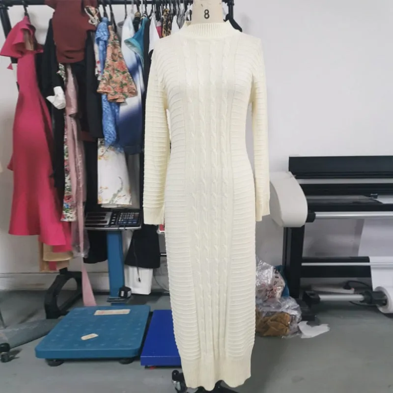 ELEGANT CUTE SEANSONAL KNITTED LONG DRESS