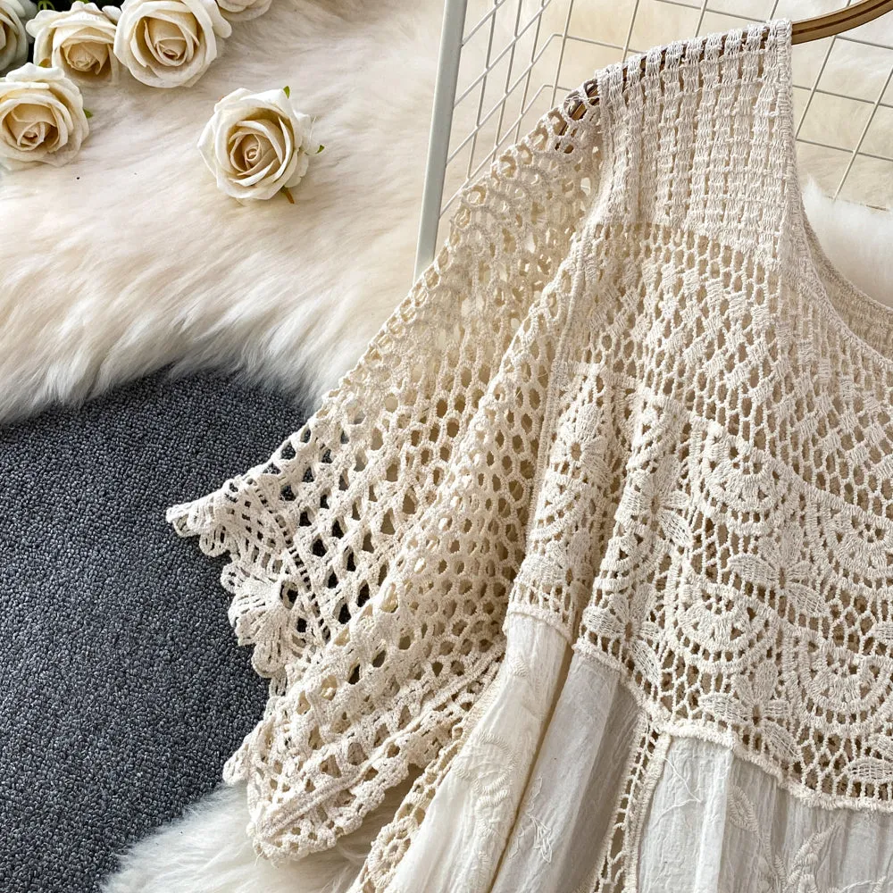 Elegant Loose-fit Hollowed Knitted Dress