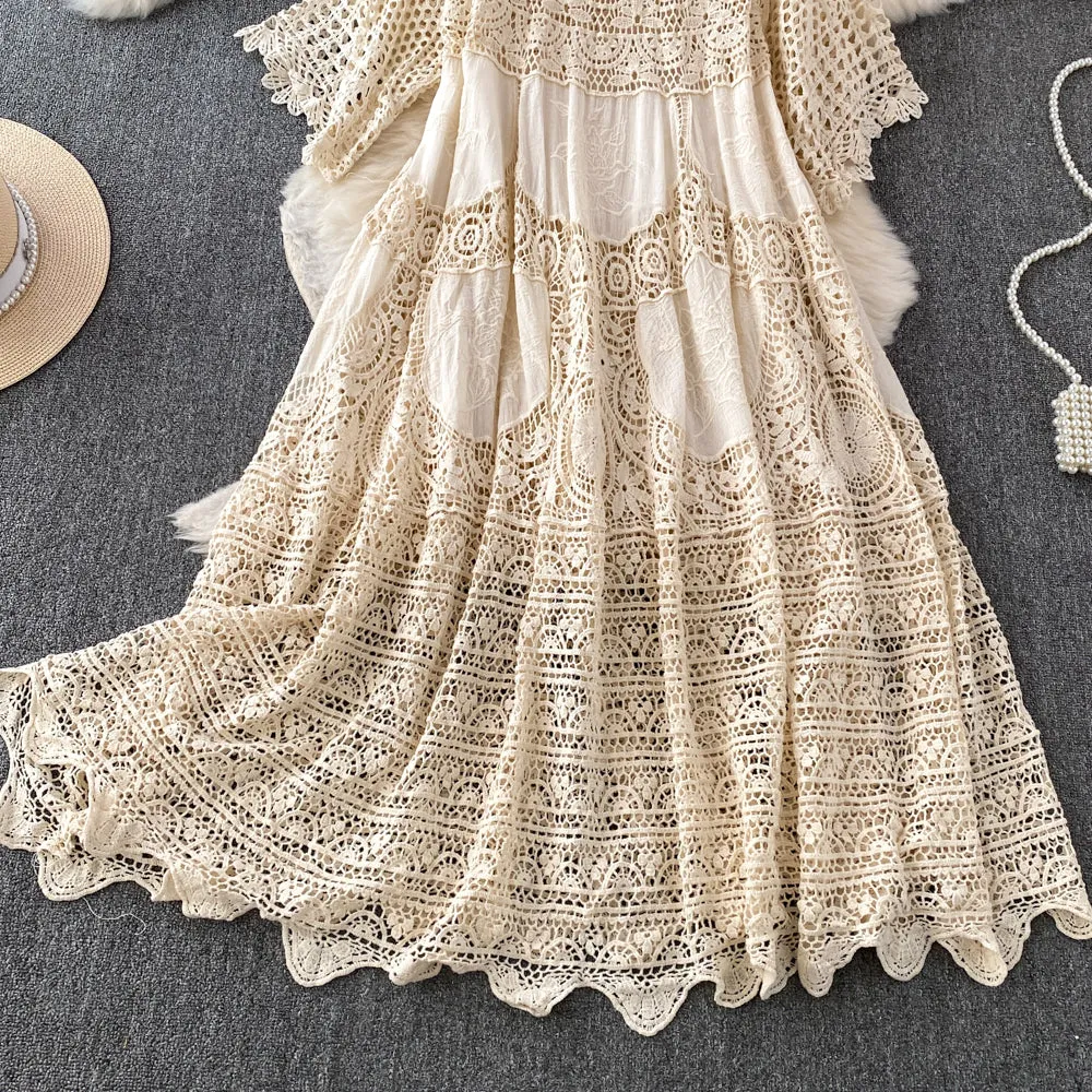 Elegant Loose-fit Hollowed Knitted Dress