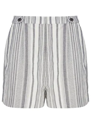 Ex Oasis Grey Stripe Smart Summer Shorts Tab Button Waist