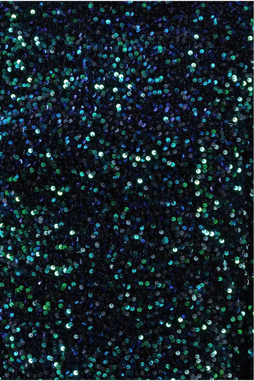 Goddiva Multi Sequin Velvet Jumper -  Emerald Green