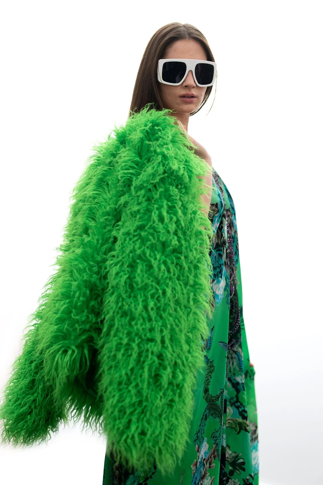 Green Faux Fluffy Jacket