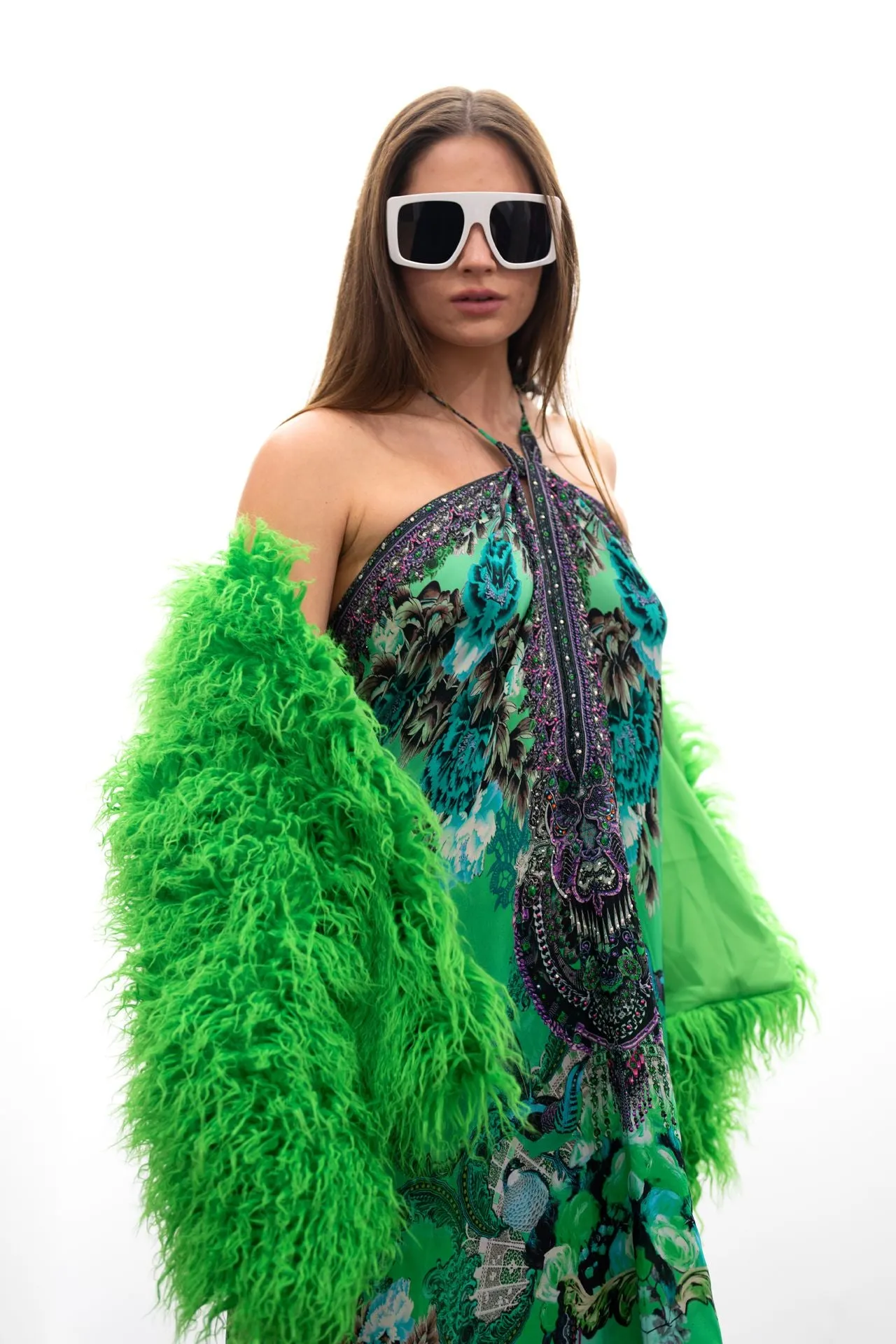 Green Faux Fluffy Jacket