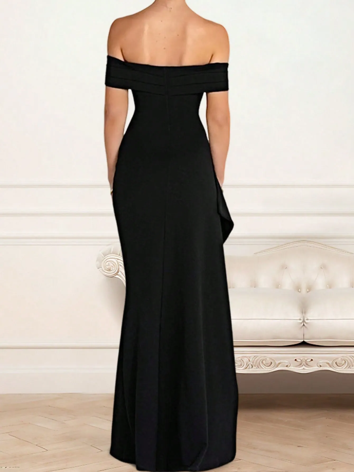 LLstyle Black Elegant Off Shoulder Party Dress