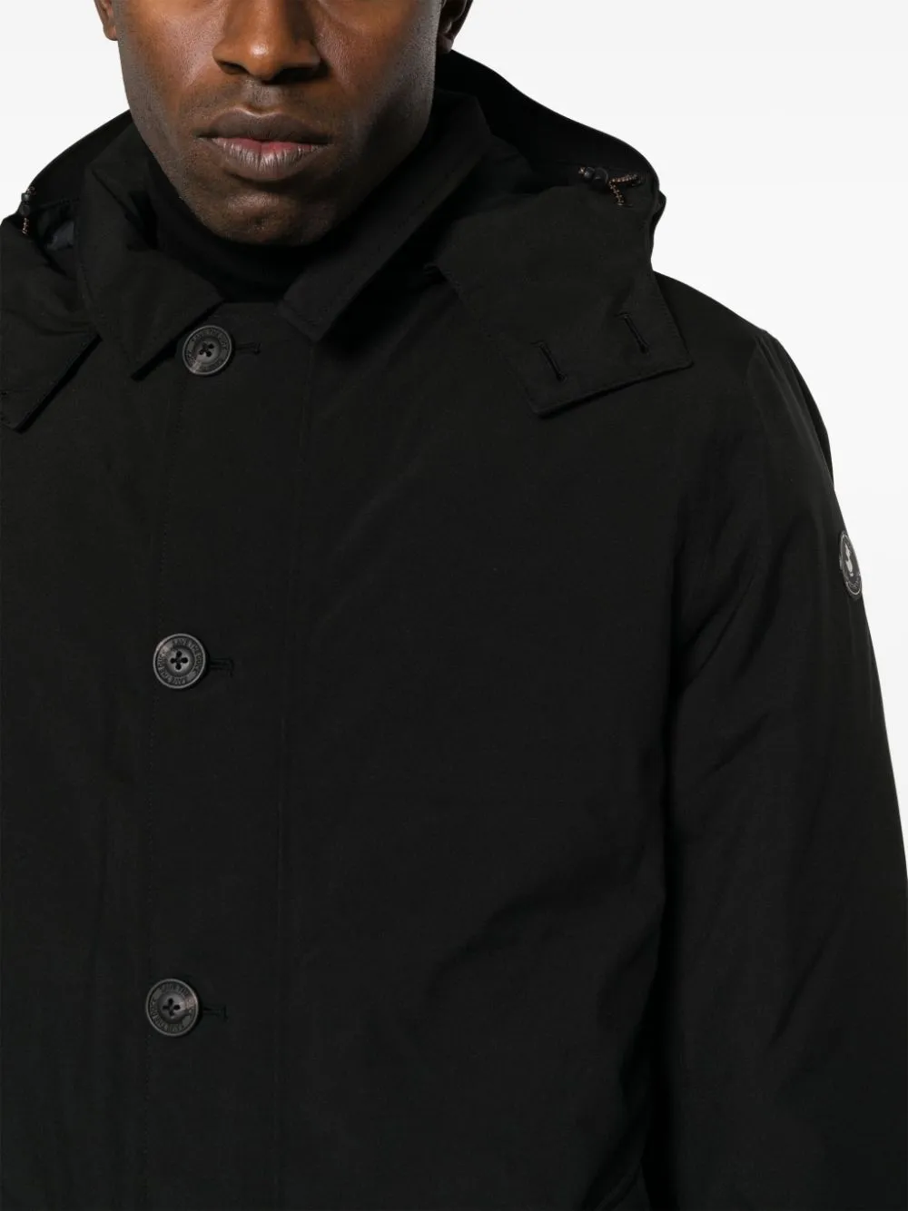 logo-patch hooded coat