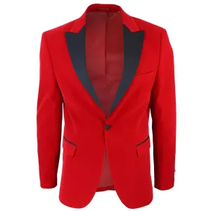 Men's Red Velvet Tux Blazer Satin Lapels Dinner Wedding Prom Black Tie