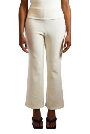 Rib Cotton Velvet Mix 'Manu' Trousers Ivory