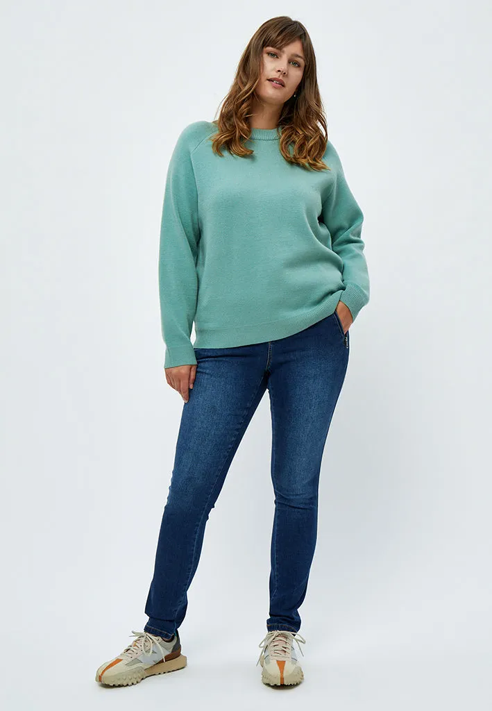 Rosalia Mock Neck Knit Pullover Curve - Feldspar Green