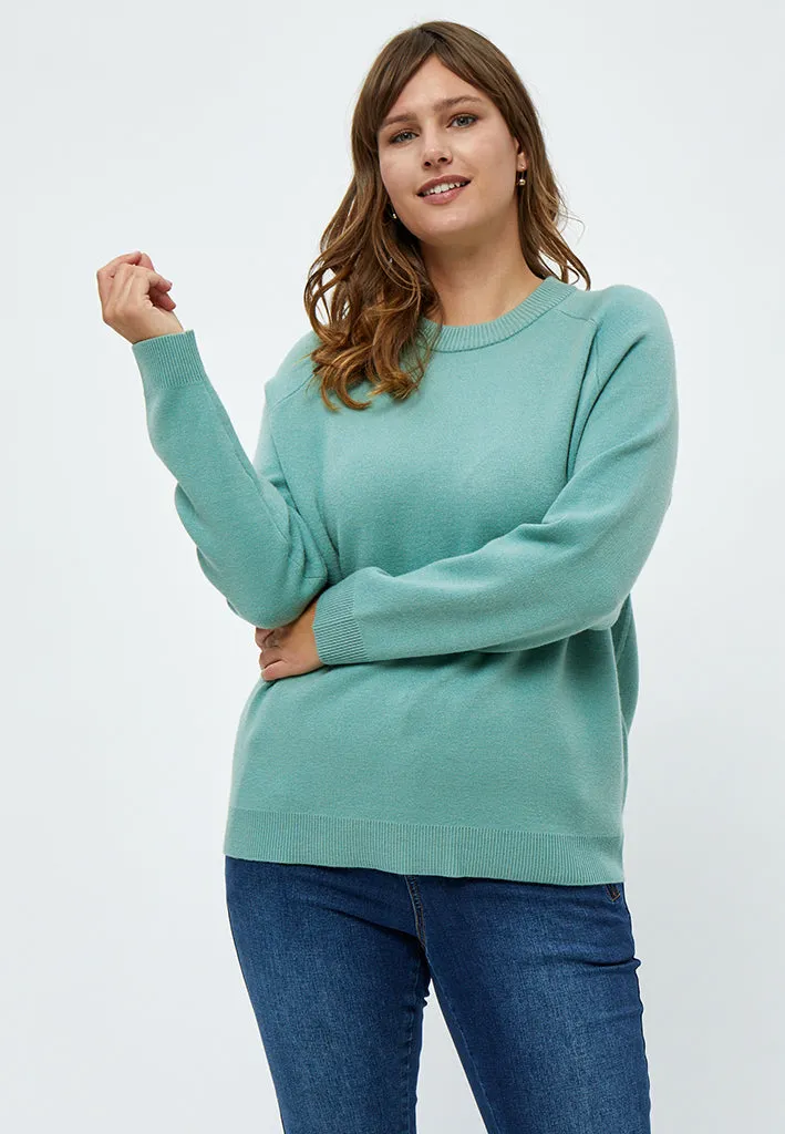 Rosalia Mock Neck Knit Pullover Curve - Feldspar Green