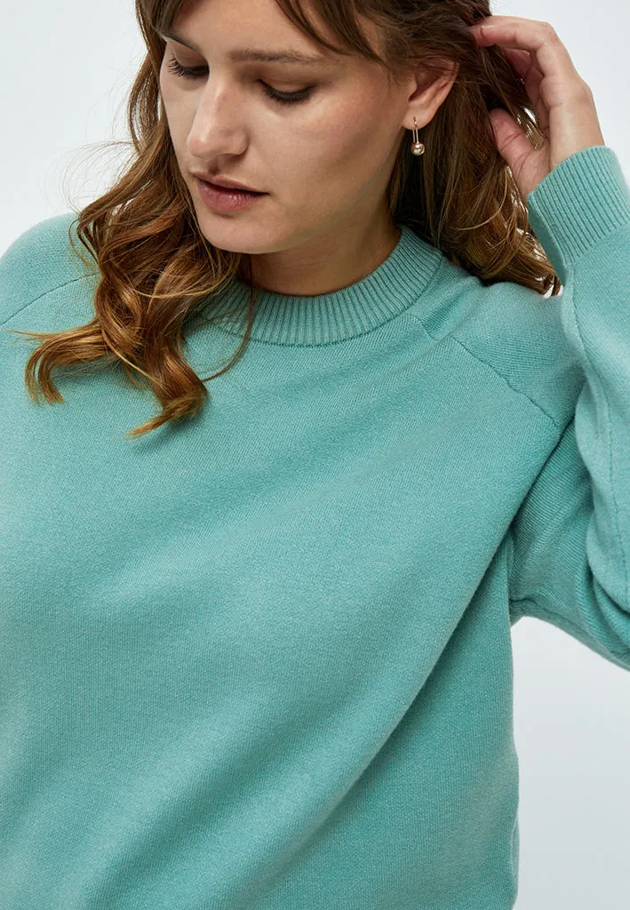 Rosalia Mock Neck Knit Pullover Curve - Feldspar Green