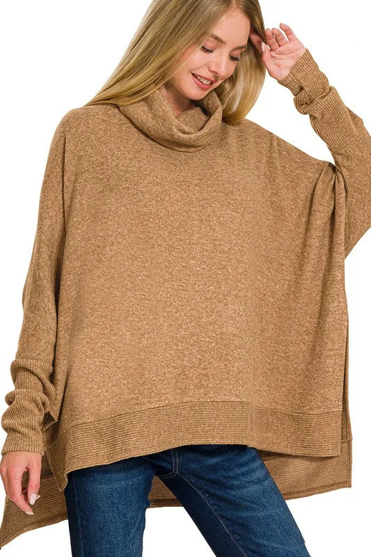 Soft Brushed Poncho Pullover - 5 Colors! - FINAL SALE