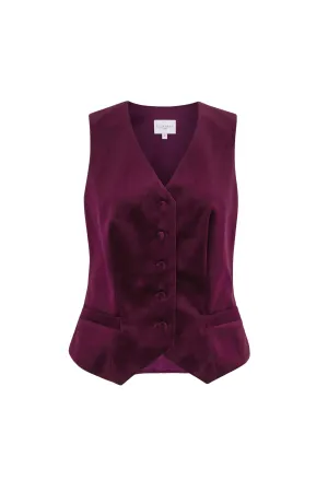 Tuxedo Waistcoat Plum Velvet